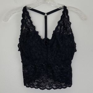 Angelina Black Lace Padded Longline Bra S
